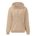 thumbnail image 4 of TKLPEHG Women's Half Zip Hoodies Long Sleeve Thin Fleece Sweatshirt Athletic Workout Hoodie Casual Fall Outfits with Pockets (Khaki,S), 4 of 4