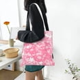 thumbnail image 4 of YFYANG Sac de Courses Réutilisable en Toile de Coton, Motif de Printemps Rose, Sac d'Épicerie Lavable et Portable pour Voyage Quotidien, 4 of 6