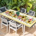 thumbnail image 2 of Sunflower Table Cloths for 8 Foot Rectangle Tables, Pink Yellow Floral Elegant Pastoral Botanical Patio Waterproof Elastic Fitted Tablecloths, Washable Rectangular Table Cover for Camping, 2 of 8