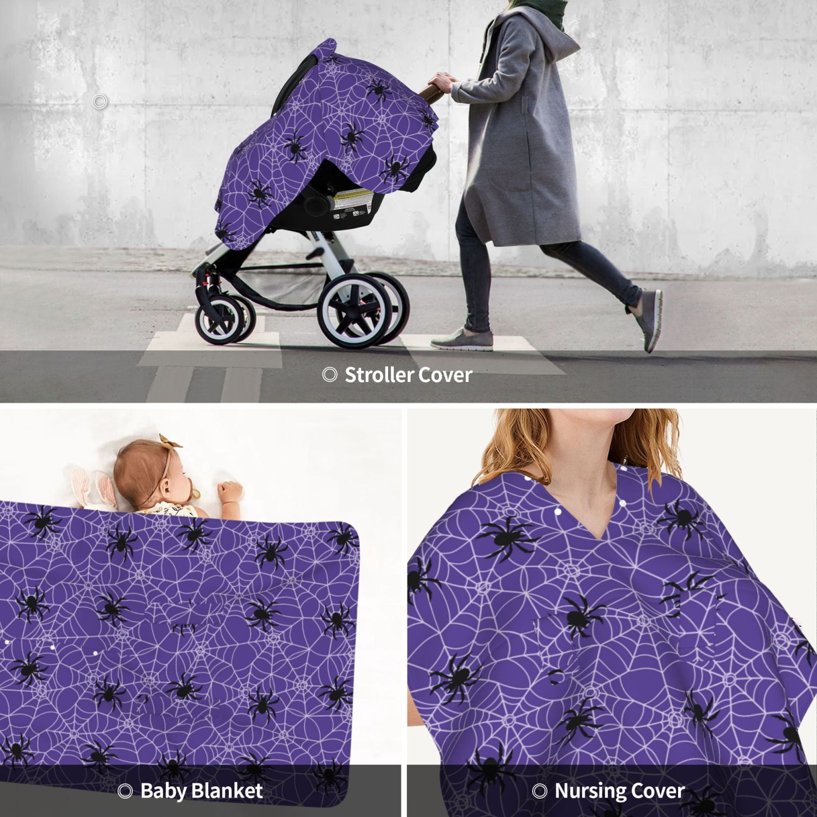 Car Seat Cover Baby - Spider web dark blue cool Breathable Infant Car Seat Cover for Baby Carseat, Lightweight Comfort Baby Essentials Must Haves Newborn Stuff for Girl Boy