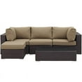 thumbnail image 3 of Modway Convene 5-Piece Aluminum and Rattan Patio Sectional Set in Mocha/Espresso, 3 of 8