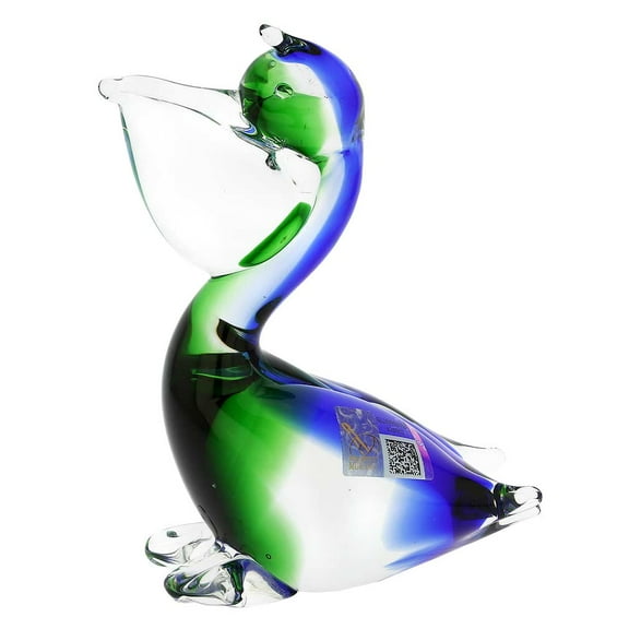 GlassOfVenice Murano Glass Pelican Bird - Blue and Green