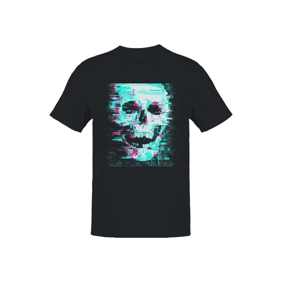 Glitch Skull Cyberpunk Art Black Men's T-shirt