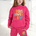 thumbnail image 2 of Boys Hoodies Set Jesus Loves You Hooded Sweatshirts Warm Letter Print Long Sleeves Loose Pullover 2 PC Outfits Kids New Year Sweatshirts for Teenagers 6-7 Years, 2 of 6