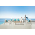 thumbnail image 3 of HIGOLD 3801 Nofi Patio Furniture, 4 Pieces Teak Outdoor Conversation Set with Grey Cushions, Blue Pillow, Matte Charcoal Aluminum Frame, 3 of 14