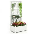 thumbnail image 1 of Costway Outdoor Planter Box with Trellis Water Level Indicator Removable Space Dividers Greyish-white, 1 of 10