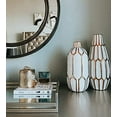thumbnail image 3 of Signature Design by Ashley Mohsen Honeycomb Ceramic 2 Piece Bottle Neck Vase Set, White & Gold, 3 of 4