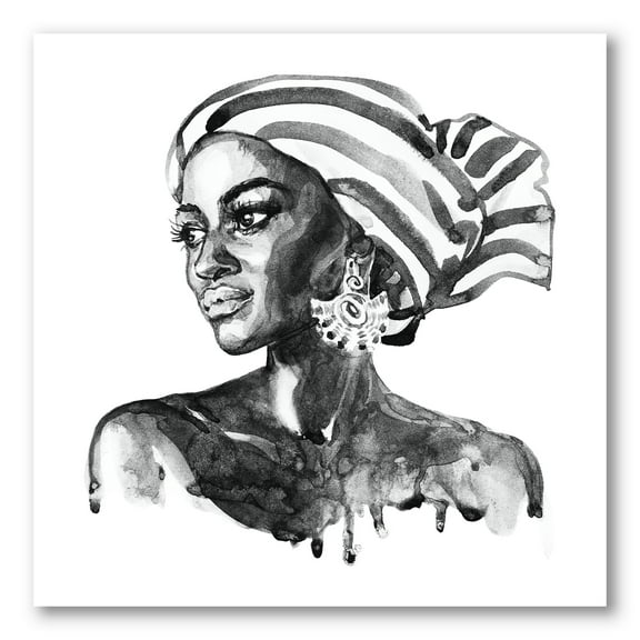 Portrait of Afro American Woman XII 16 in x 16 in Painting Canvas Art Print, by Designart