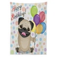 thumbnail image 3 of Ambesonne Birthday Tablecloth Rectangular Table Cover, Birthday Pug Dog, 52"x70", Multicolor, 3 of 4