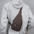 thumbnail image 6 of SLYNSHome Sling Bags for Men Crossbody Chest Bag Shoulder Backpack Daypack with Earphone Hole (Brown), 6 of 7