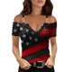 thumbnail image 1 of Blusa de manga corta con cuello en V y cremallera suelta para mujer Pompotops hkajfhjk468366, 1 of 4