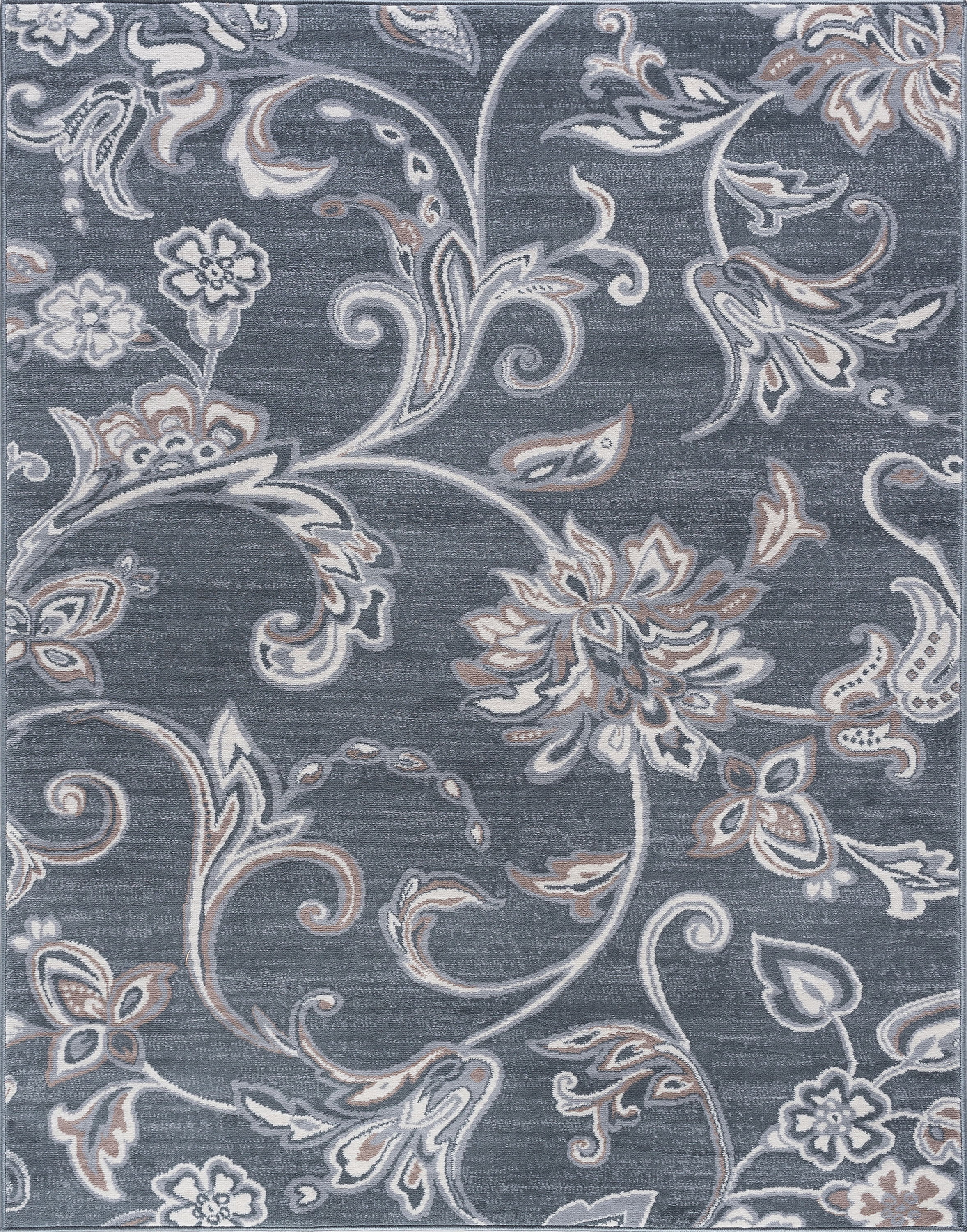 Madison Transitional 9' x 12' Dark Gray and Cream Polypropylene Indoor Area Rug