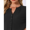 thumbnail image 5 of DARING DIVA Crop Topswith Waffle Knit Button Down Pajamas 2 Pieces XS Black, 5 of 7