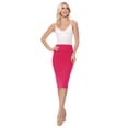 thumbnail image 4 of Women's Stretch Midi Pencil Skirt with Elastic Waist - Perfect for Office Wear, Sizes S-XL, 4 of 5