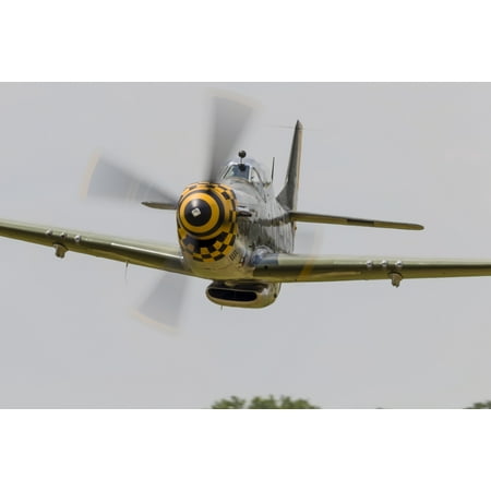 Fly P-51 Mustang - A P-51 Mustang flies by at East Troy Wisconsin Poster Print