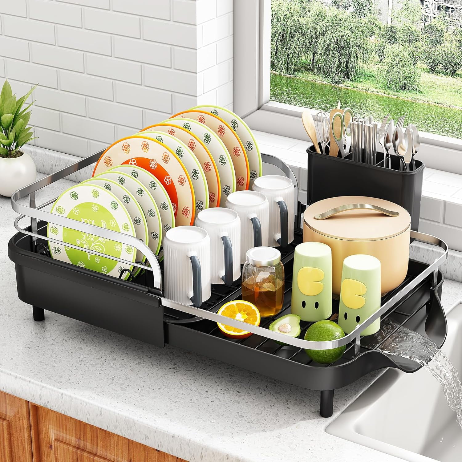 Sabatier Expandable Stainless Steel Dish Rack with Rust-Resistant