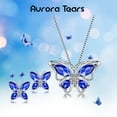 thumbnail image 3 of Blue Butterfly Jewelry Sapphire September Birthstone Jewelry Set Fine Necklace/Earrings Sterling Silver Women Birthday Wedding Mother's Day Gifts, 3 of 10