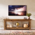 thumbnail image 2 of Tribesigns Brown TV Stand Fits TVs up to 70 in. Solid Wood 63 in. Long Farmhouse TV Console with 3 Open Shelves, 2 of 17