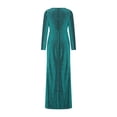 thumbnail image 3 of Yuemengxuan Plus Size Women One Piece Dress, Sexy Deep V Neck Long Dress Waist Belt Long Sleeve, 3 of 8