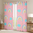 thumbnail image 2 of Kawaii Rainbow Cozy 30%-50% Blackout Curtains With Playful Clouds Boho Stars Print, Cartoon Style Rainbow Design Curtains & Drapes Room D茅cor, 52''Wx63''L, Pink, 2 of 6