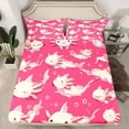 thumbnail image 2 of jejeloiu Kawaii Axolotl Twin Sheet Sets,Pink Cute Sealife Bedding For Girls Women 3pcs, 2 of 7
