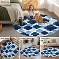 thumbnail image 6 of Area Rug 36in, Abstract Navy Blue Geometric Floor Carpet Living Room Rug, Vintage Moroccan Texture Non-Slip Welcome Mat Indoor Rugs for Bedroom Dining Room, 6 of 9