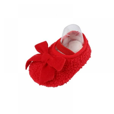 

Baby Toddler Shoes Girl Baby Plush Bow Single Shoes + Hairband Two-piece Set