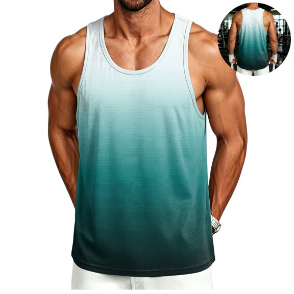LWavelet Beach Tank Tops for Men Big and Tall Dry Fit Sleeveless Shirts Summer Tops for Workout Swimming Running Athletic