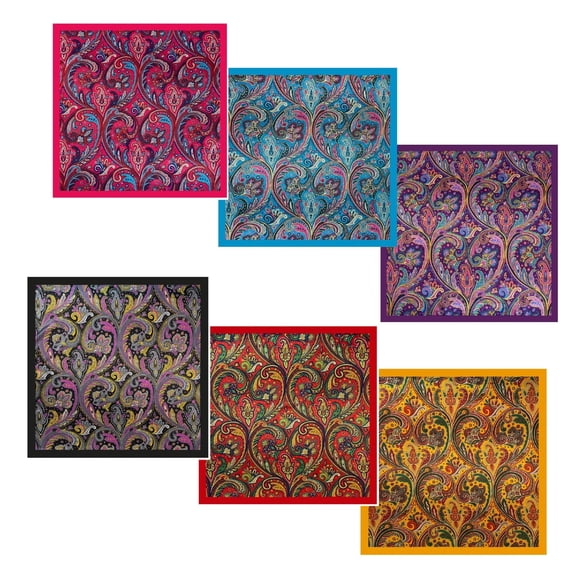 6 Pack Square Satin Hair Wraps, 35.5 Inch Solid Bandana for Women Daily Use.