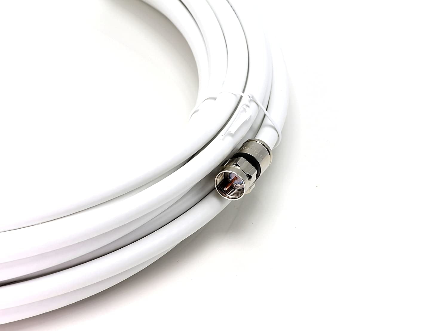 AV White RG6 Coaxial Cable F81 / RF Digital Coax Antenna and Satellite 75 Feet CL2 Rated Coax Cable - Made in The USA CableTV 75 Foot with Connectors THE CIMPLE CO 