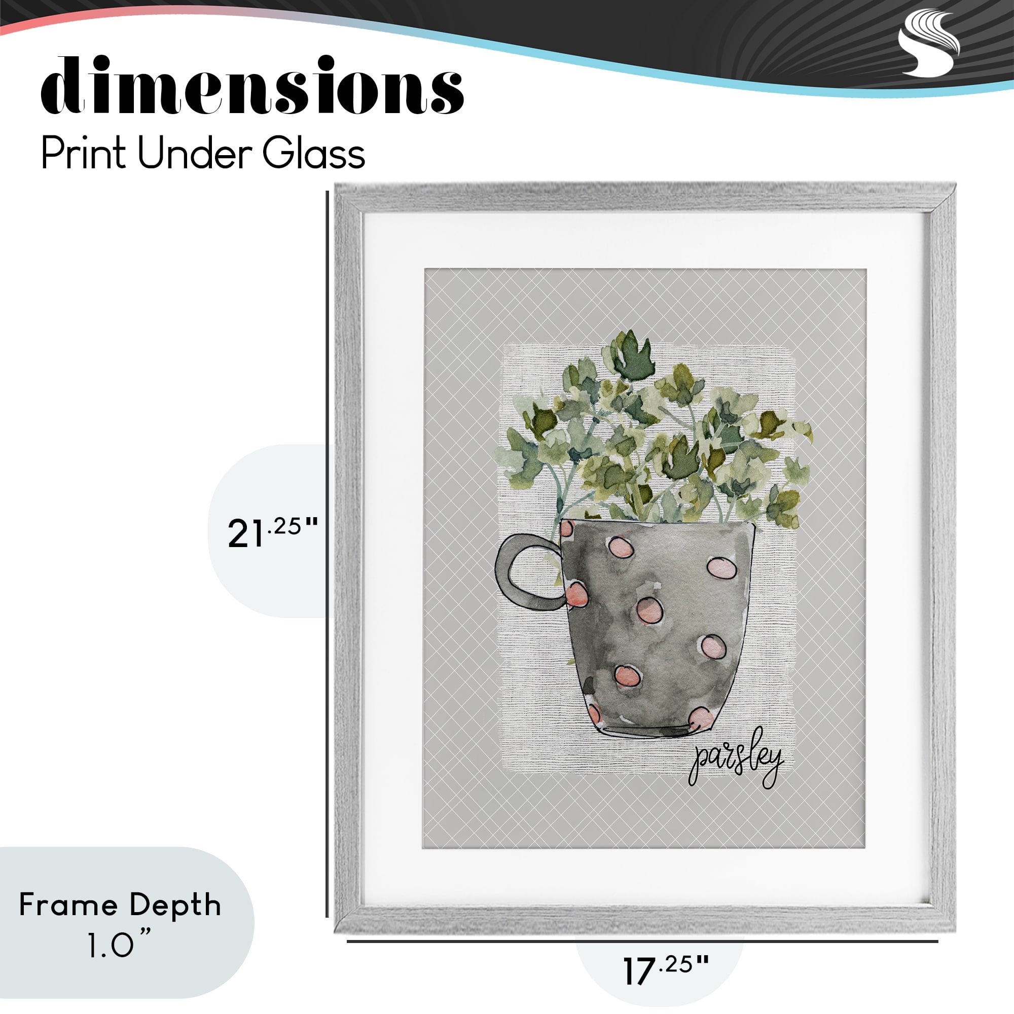 Stupell Industries Parsley Herb Mug Gray Framed Print Under Glass, design by Livi Finn