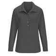 thumbnail image 4 of Royisotas Long Sleeve Women's Tops Fall and Winter Knit Striped Casual Womens Button Down Shirt Fitted Gray Soft Collared Button up Shirts, 4 of 9