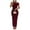 Burgundy, variant on Women's Textured Single Shoulder Bodycon Maxi Dress with Stretch Ninety Five Percent Polyester Five Percent Spandex
