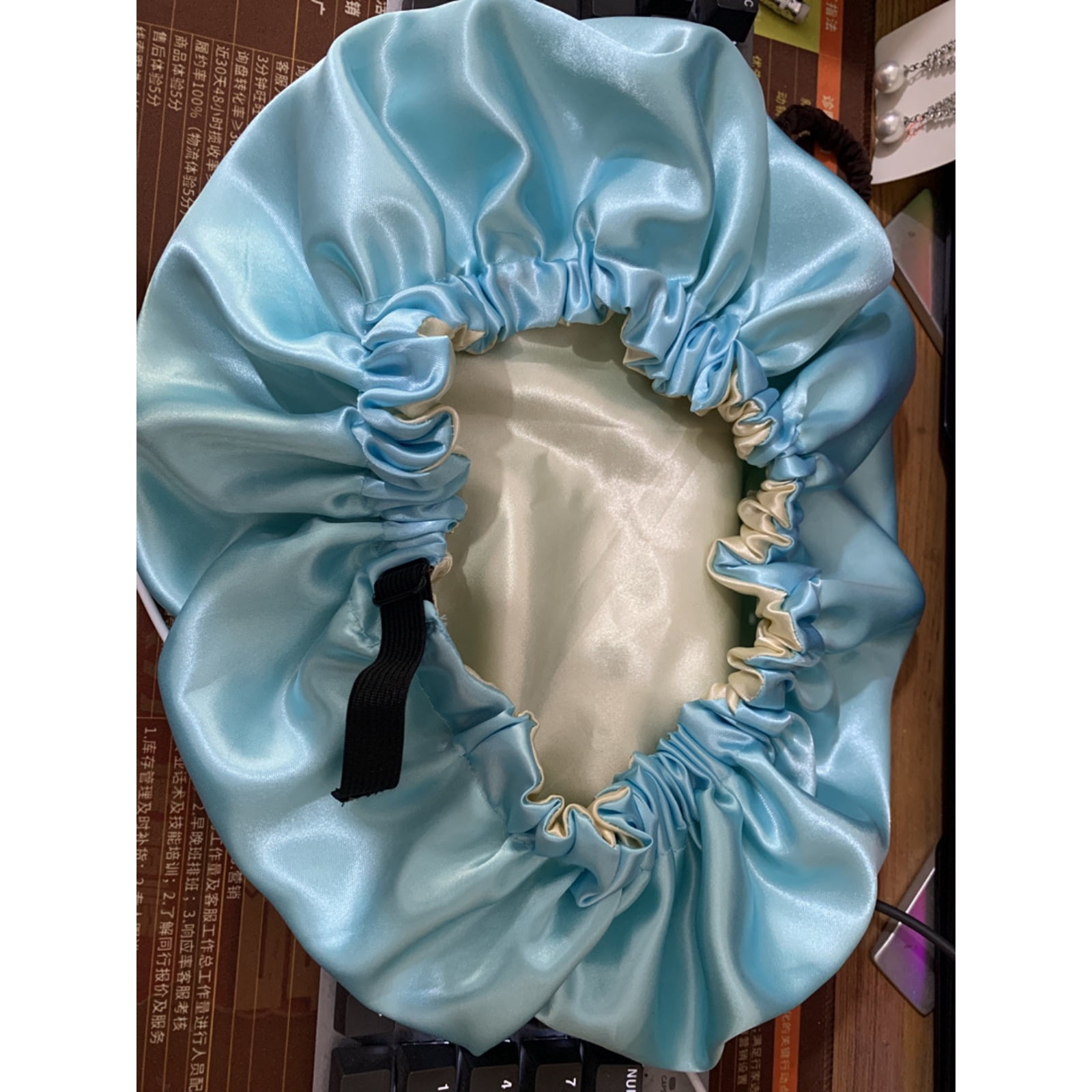 2-Pack Adjustable Satin Bonnet for Women, Double-Layer Sleep Cap & Shower Hat