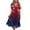 Blue, variant on Elowen American 250th Anniversary Dresses for Women V-Neck Short-Sleeve Printed Casual Summer Dress Blue L