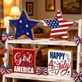 thumbnail image 7 of TOPRenddon 4th of July Wooden Table Signs Set of 4, Patriotic America Happy Independence Day Star Block Decor for Tiered Tray Mantel Shelf, 7 of 7
