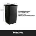 thumbnail image 4 of Black, 50 Gallon Square Commercial Trash Can, Heavy-Duty Garbage Can, Industrial Trash Bin for Restaurants/Commercial Facilities/Warehouses, 4 of 6