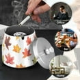 thumbnail image 4 of Yayeee Ashtray with Lid for Cigarette Smokeless Stainless Steel Home Ash Holder, White Autumn Leaves, 4 of 7