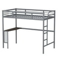 thumbnail image 6 of Twin Size Metal Loft Bed with Desk, High Loft Bed Frame with Ladder and Guardrails, Space Saving, No Box Spring Needed, for Boys Girls Teens Adults, 6 of 7