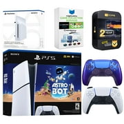 Sony PlayStation 5 Astro Bot Slim Digital Bundle with Disc Drive, Extra Controller, MightySkins Game Collection Services and 2 Year Extended Warranty - Chroma Indigo