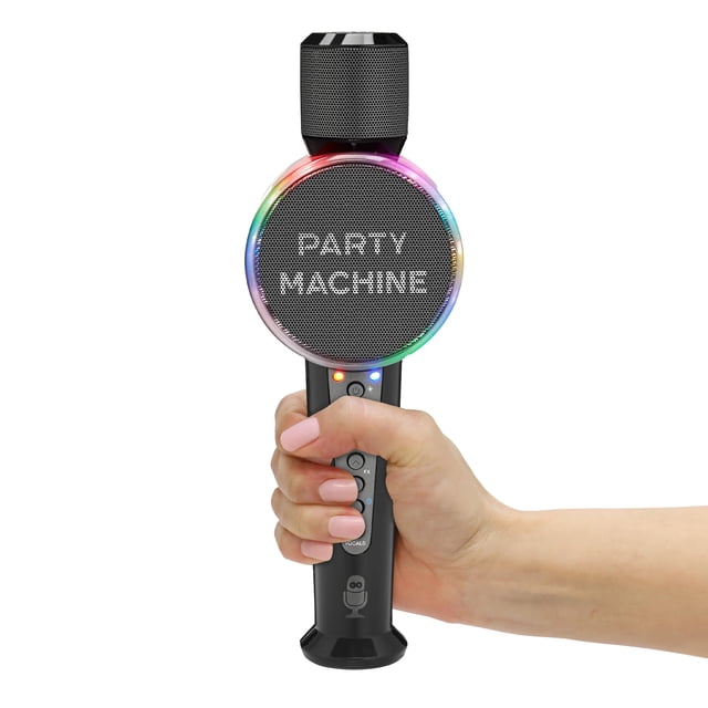 Singing Machine Micrófono de karaoke inalámbrico para niños y adultos, micrófono de máquina de fiesta (negro) - Micrófono Bluetooth portátil de mano con altavoz y efecto cambiador de voz - Micrófono d