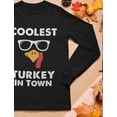 thumbnail image 4 of Tstars Coolest Turkey Shirt Little Turkey Thanksgiving Toddler Kids Long sleeve T-Shirt 3T Black, 4 of 6
