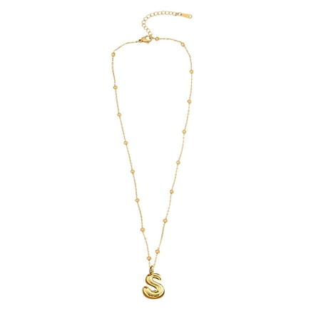 

Bubble Letter Necklace Golden Initial Necklace For Women Girls Gold Charm Necklace Letter Necklaces Jewelry Gift Mother s Day Gift