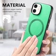 thumbnail image 6 of for iPhone 12 Magnetic Case, Luxury PU Leather Skin-Feel Back Protective Phone Cover Compatible with Mag-Safe Support Car Mount Holder for iPhone 12, Green, 6 of 9