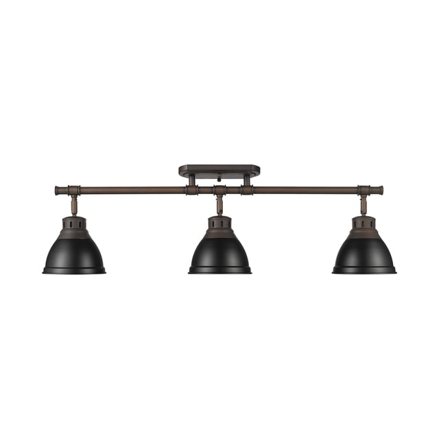 Duncan 3-Light Semi-Flush - Track Light in Rubbed Bronze with Matte Black