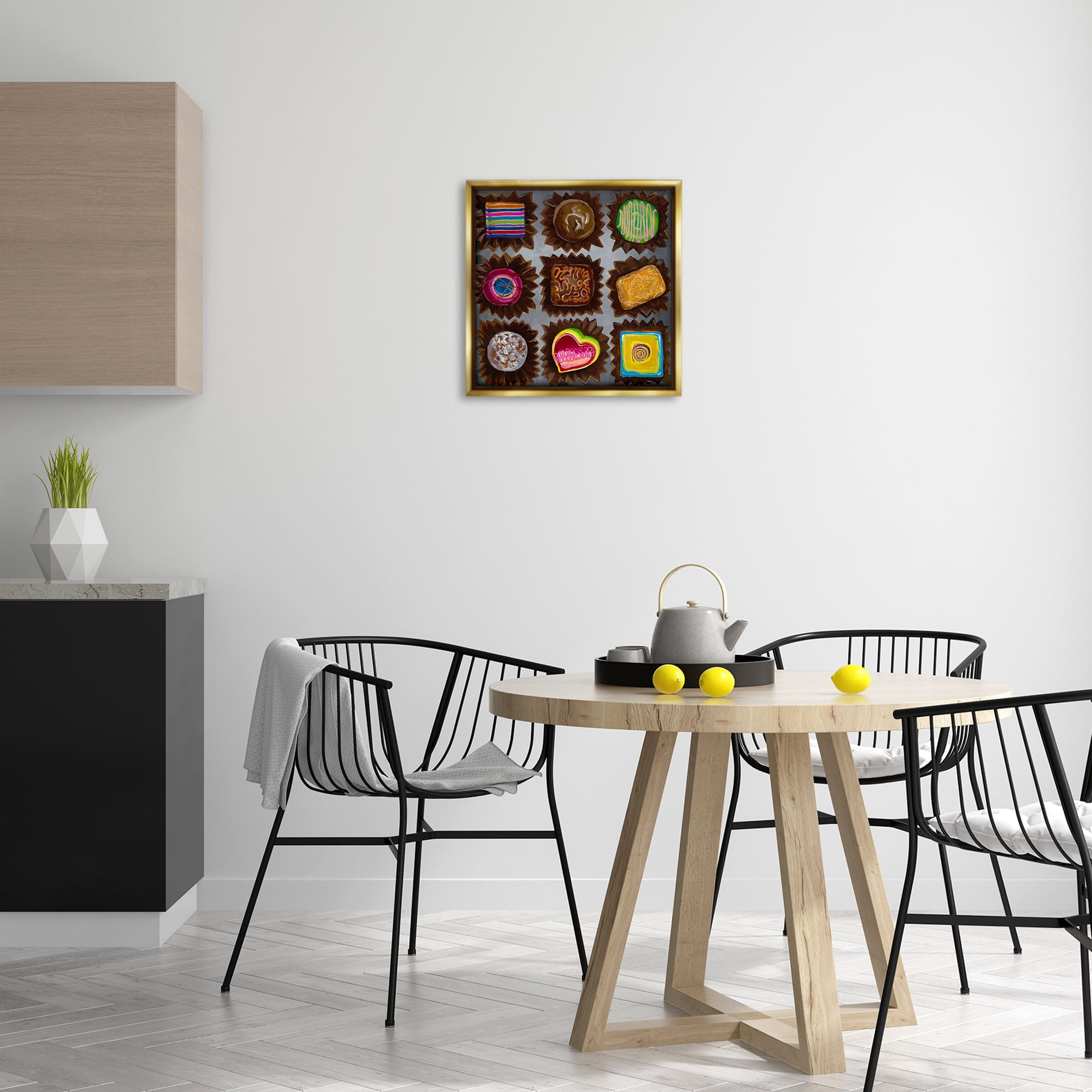Stupell Industries Various Dessert Chocolates Food & Beverage Painting Gold Floater Framed Canvas Art Print Wall Art, 18 x 18
