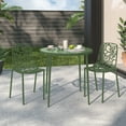 thumbnail image 4 of LeisureMod Stackable Dining Chair in Aluminum with Stackable and Floral Cutout Design Indoor Outdoor Use No Assembly for Modern Home, Kitchen, Patio Devon Collection in Khaki Green Set of 2, 4 of 11