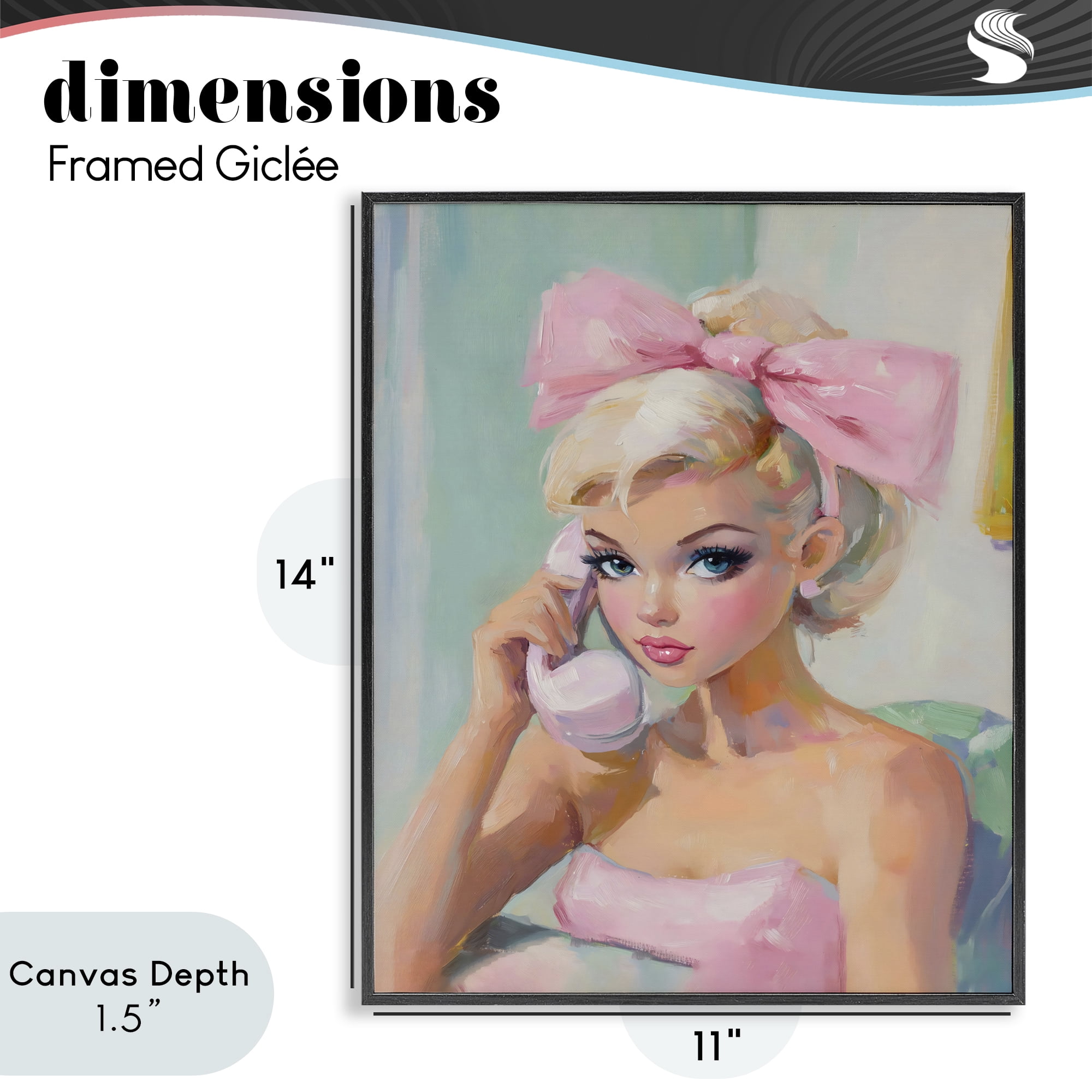 Stupell Industries Blonde Girl with Pink Bow Black Framed Giclee Art, design by The Prints Vibe