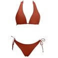 thumbnail image 4 of GZWYHT Bathing Suit for Women Tankini Swimsuits for Women Women's Two Piece Bikini Swimsuit Ribbed Top Bathing Suits String Bikini Sets Womens Swimsuits Bikini Sets for Women Bronze L, 4 of 4