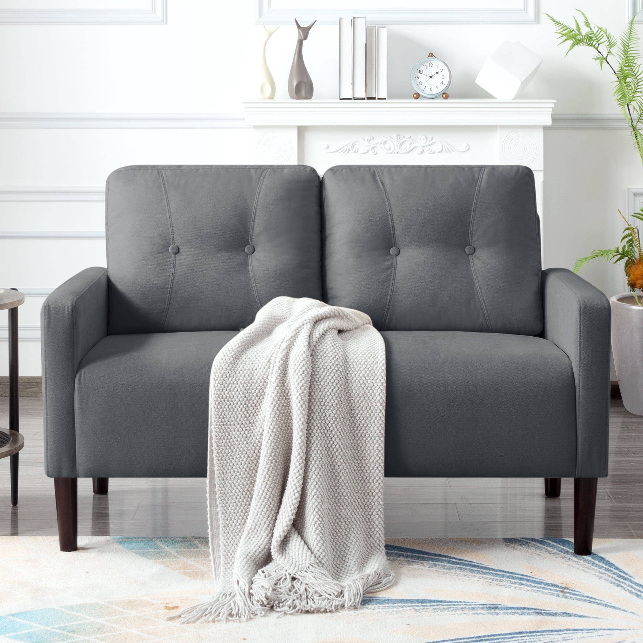Gewnee 50.79”Loveseat Sofa,2 Seater Modern Couch with Removable Back Cushions,Comfy Futon Sofa for Apartment,Office.Dark Grey